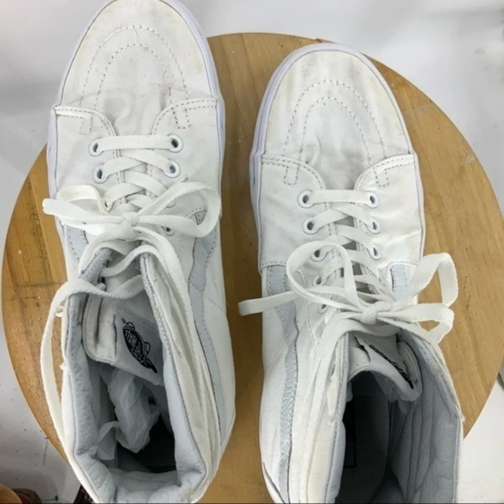 Vans high top skateboard white canvas sneaker